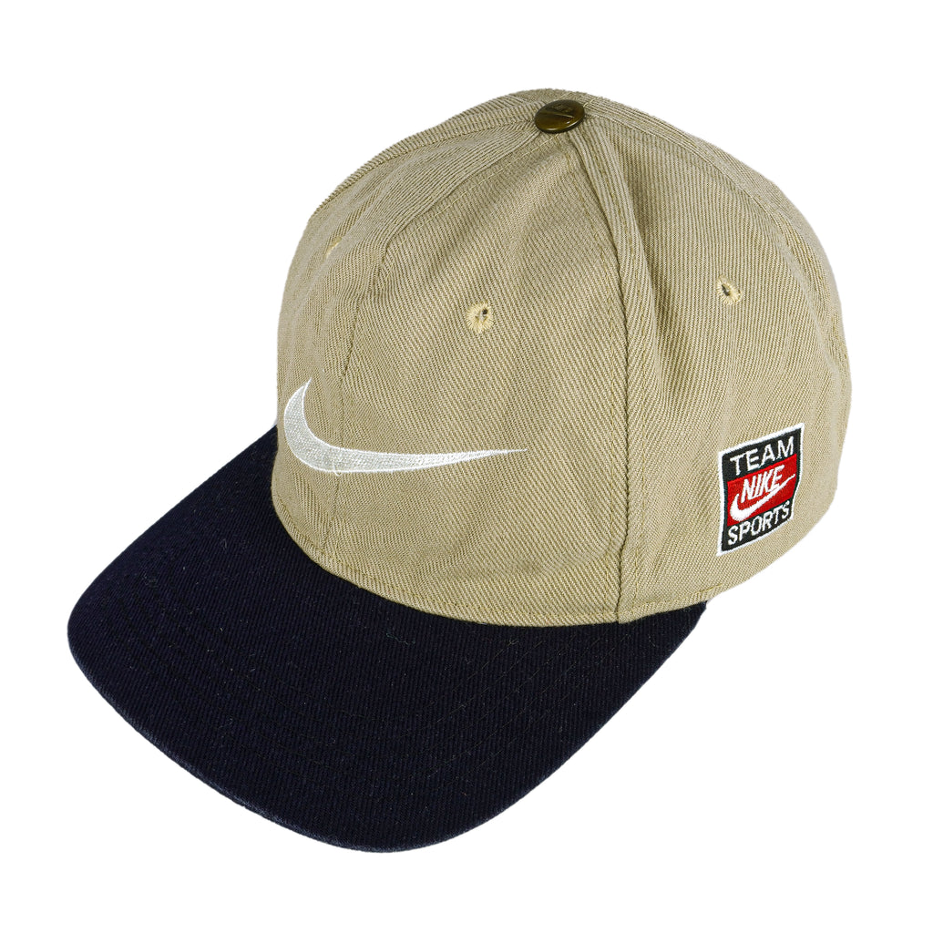 Nike - Brown Big Logo Snap Back Hat 1990s OSFA Vintage Retro