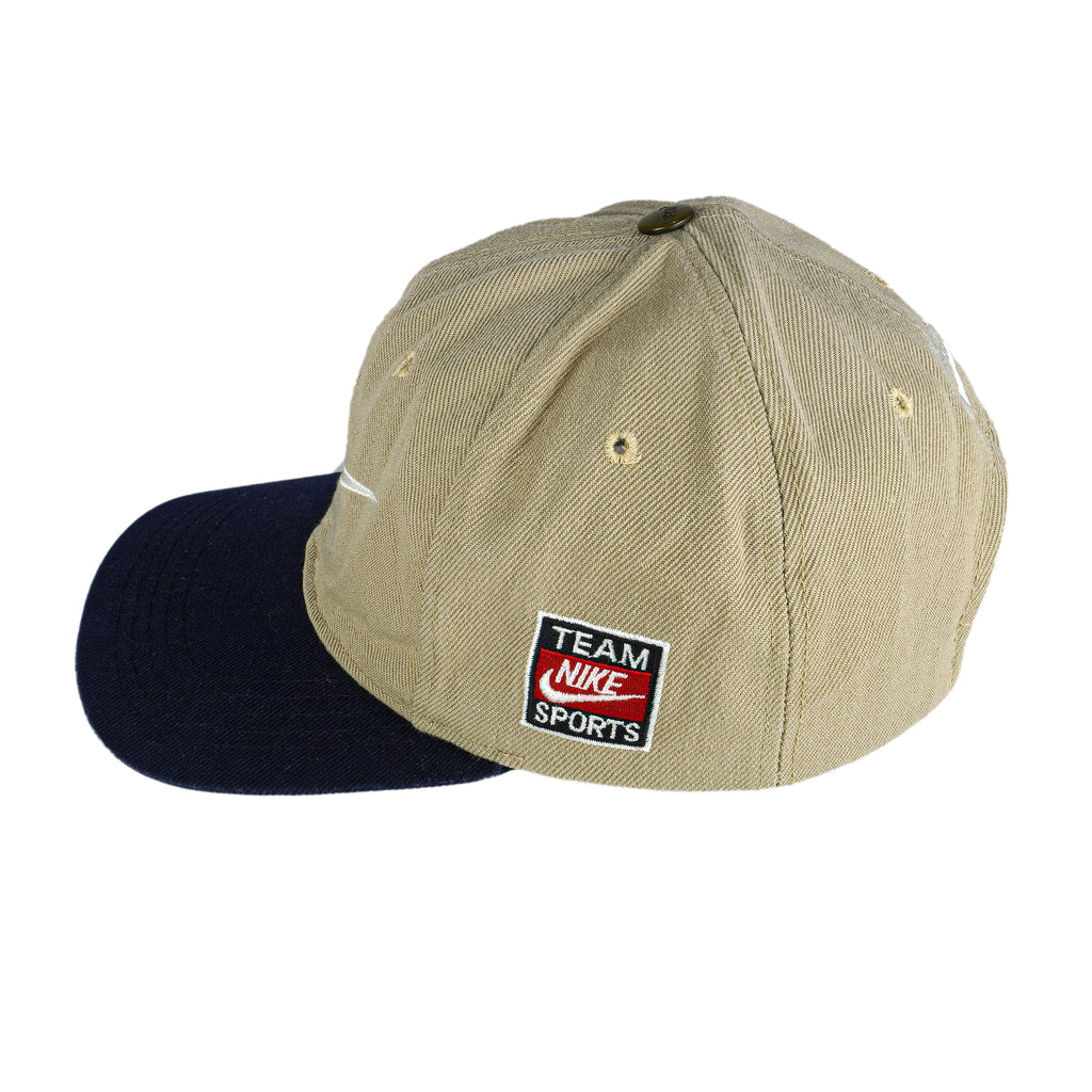 Nike - Brown Big Logo Snap Back Hat 1990s OSFA Vintage Retro