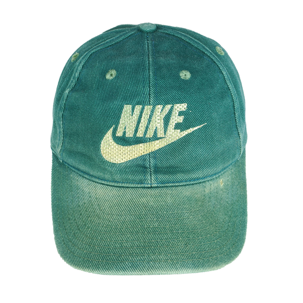 Nike - Green Spell-Out Snap Back Hat 1990s OSFA Vintage Retro