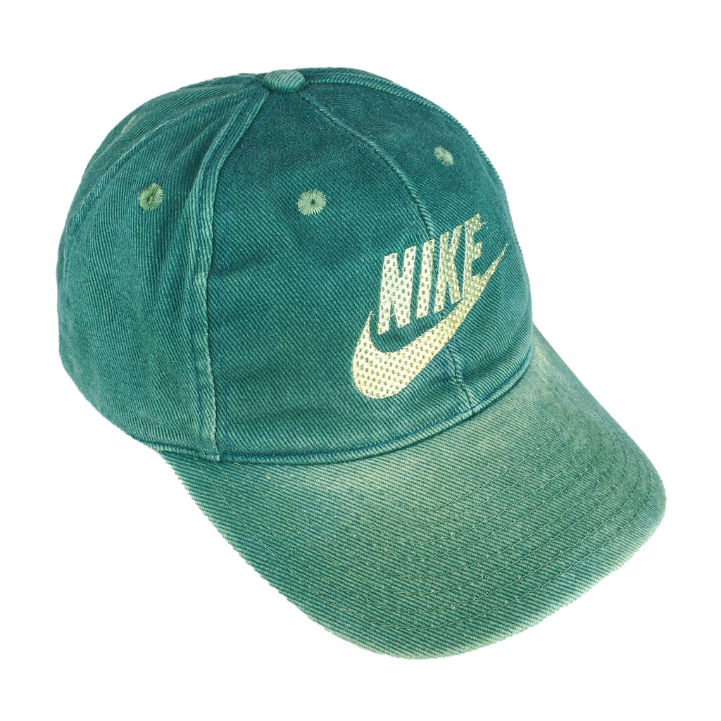 Nike - Green Spell-Out Snap Back Hat 1990s OSFA Vintage Retro