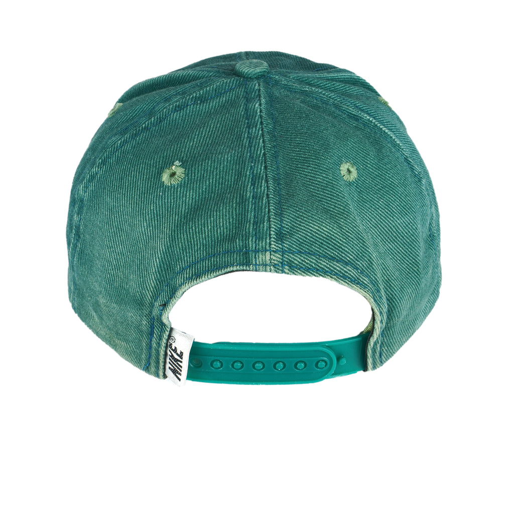 Nike - Green Spell-Out Snap Back Hat 1990s OSFA Vintage Retro