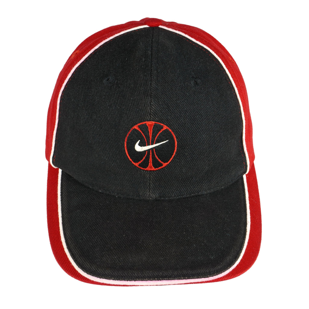 Nike - Black & Red Spell-Out Adjustable Hat 1990s OSFA Vintage Retro