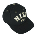 Nike - Black Big Spell-Out & Logo Snap Back Hat 1990s OSFA Vintage Retro