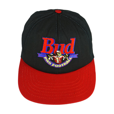 Budweiser - Black Pro Football Embroidered Snapback Hat 1990s OSFA