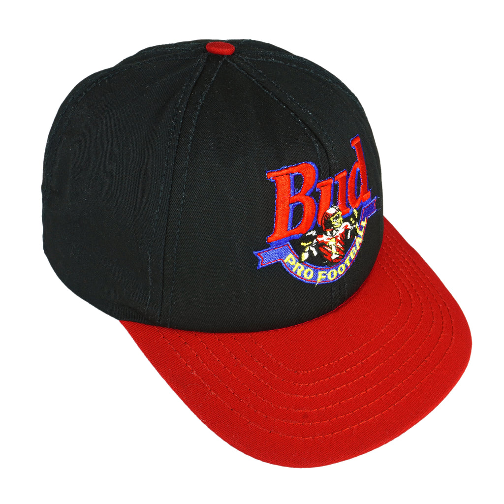 Vintage (Budweiser) - Black Pro Football Embroidered Snap Back Hat 1990s OSFA Vintage Retro