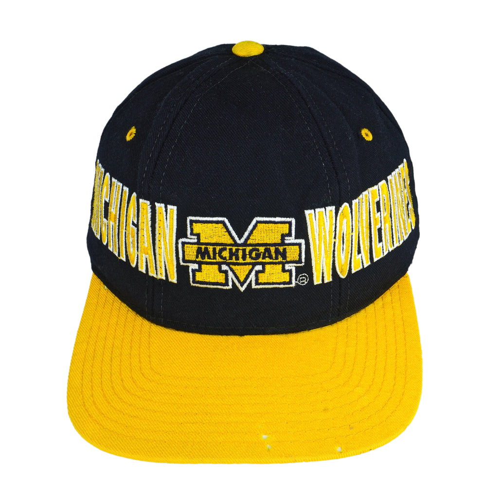 Starter - Michigan Wolverines Spell-Out Snap Back Hat 1990s OSFA Vintage Retro Football College