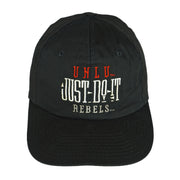 Nike - Black Just Do It Big Logo Snap Back Hat 1990s OSFA Vintage Retro College