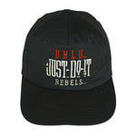 Nike - Black Just Do It Big Logo Snap Back Hat 1990s OSFA Vintage Retro College
