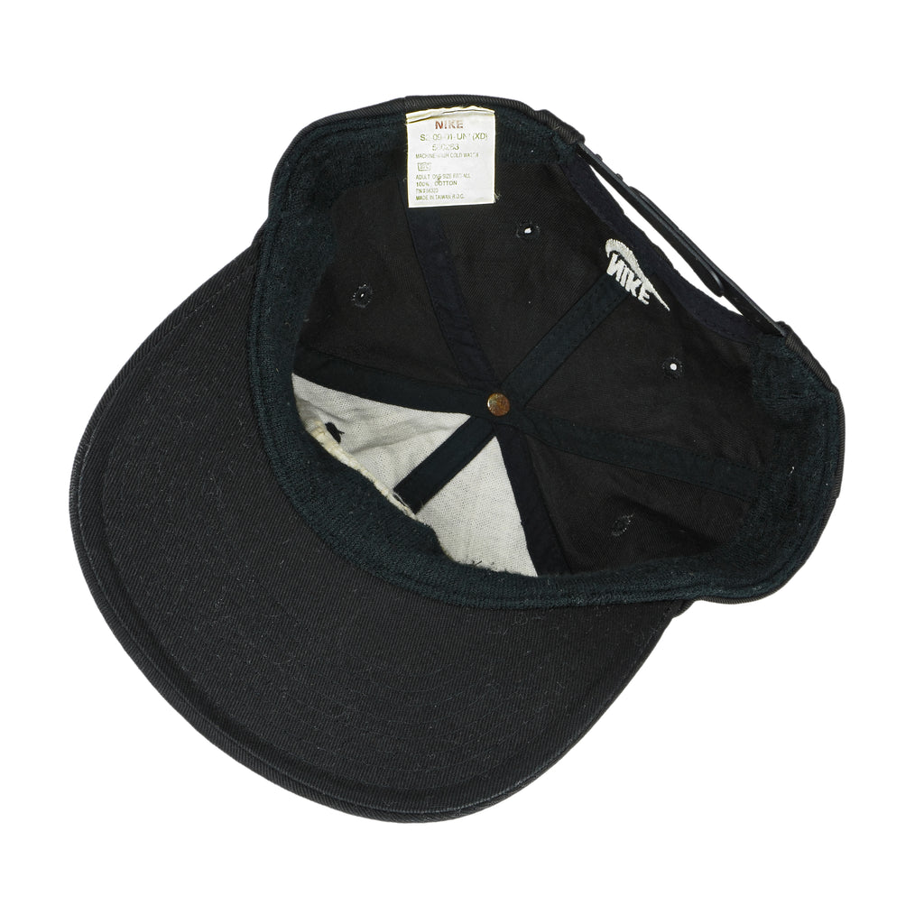 Nike - Black Just Do It Big Logo Snap Back Hat 1990s OSFA Vintage Retro College
