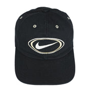 Nike - Black Big Logo & Spell-Out Snap Back Hat 1990s OSFA Vintage Retro
