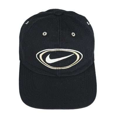 Nike - Black Big Logo & Spell-Out Snapback Hat 1990s OSFA
