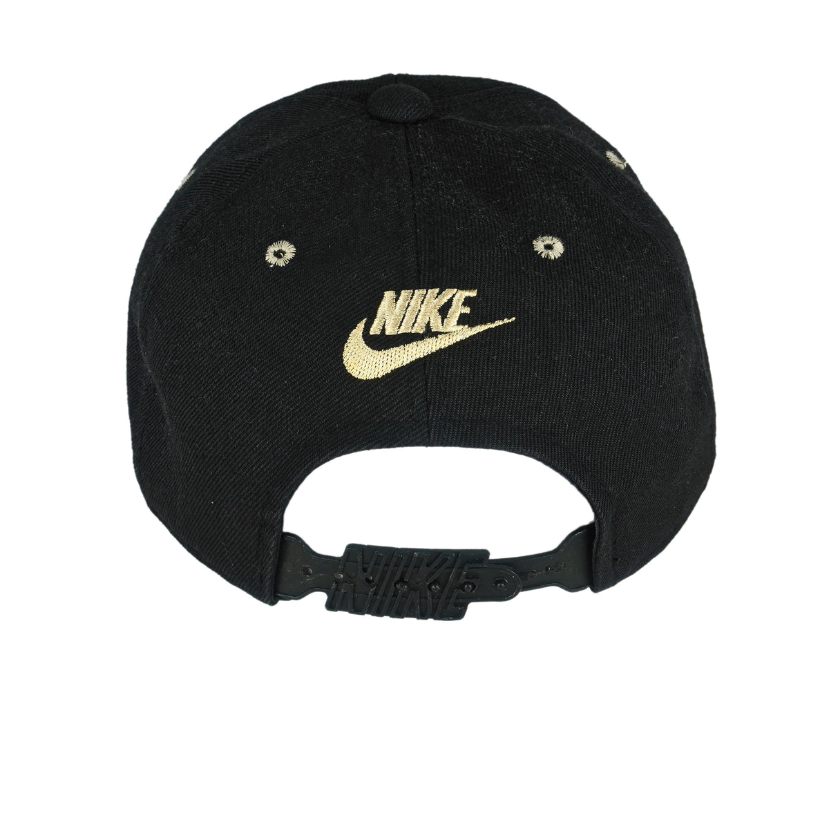 Nike - Black Big Logo & Spell-Out Snap Back Hat 1990s OSFA Vintage Retro