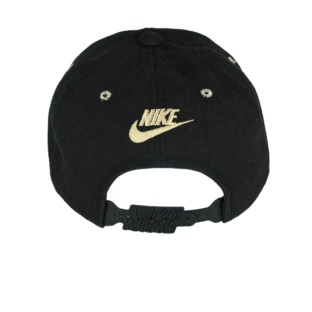 Nike - Black Big Logo & Spell-Out Snap Back Hat 1990s OSFA Vintage Retro