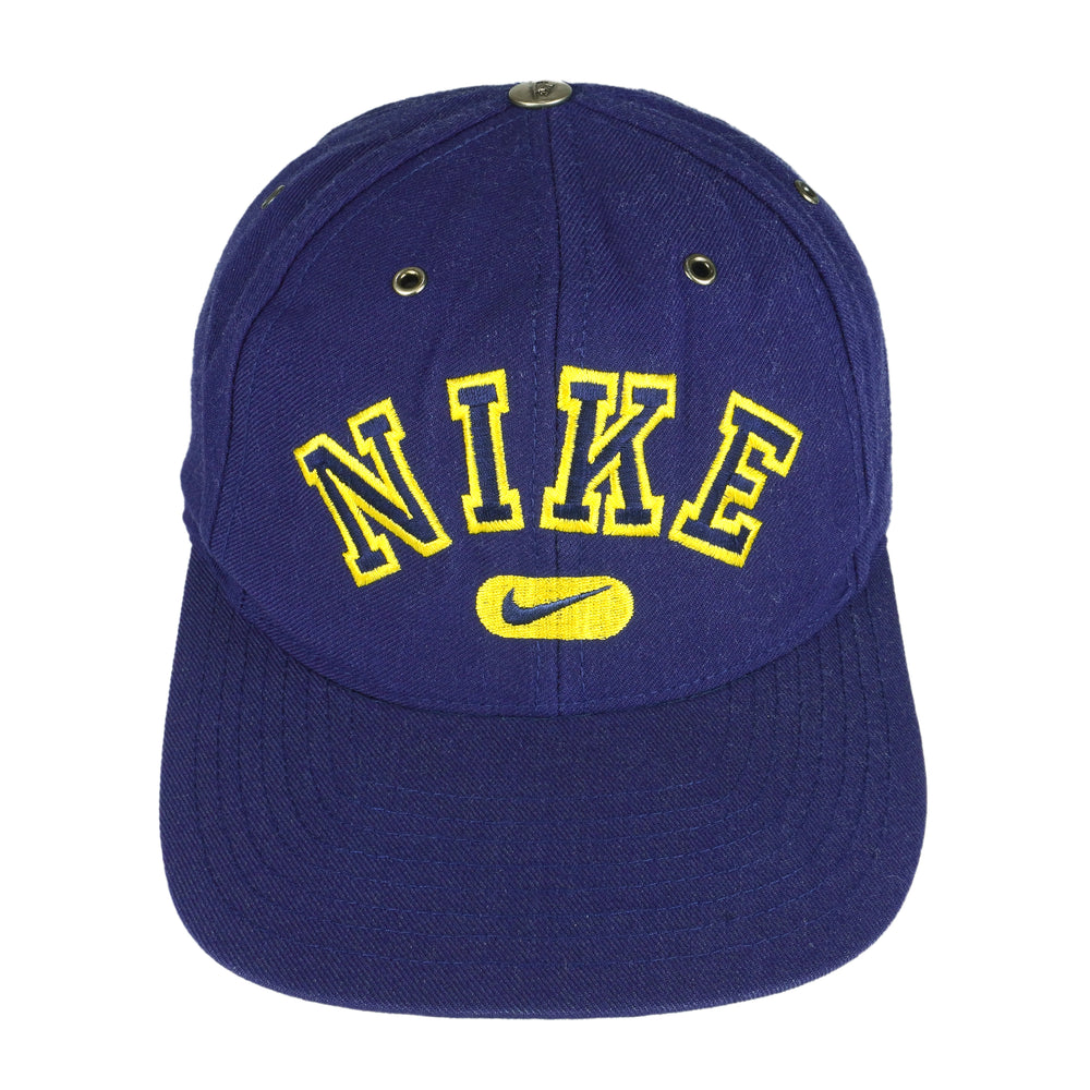 Nike - Blue Spell-Out Snap Back Hat 1990s OSFA Vintage Retro