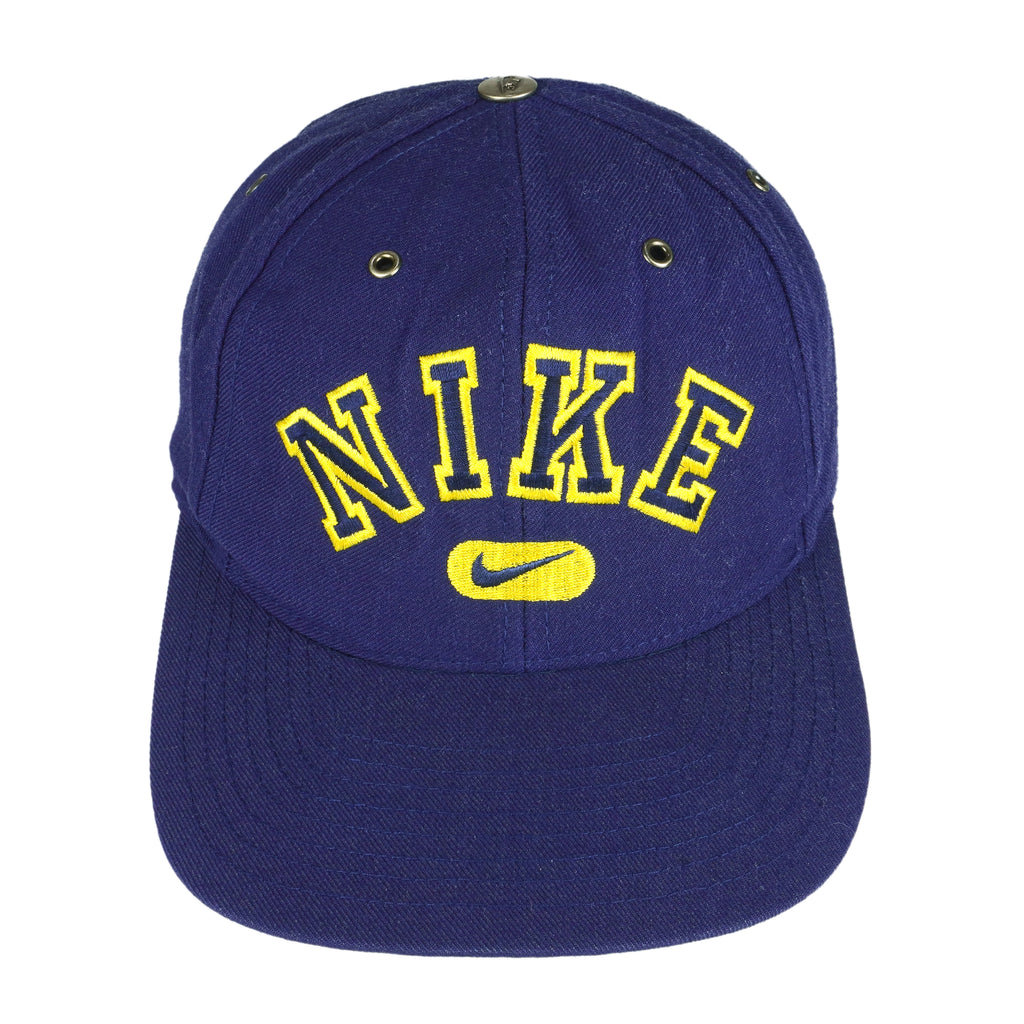 Nike - Blue Spell-Out Snap Back Hat 1990s OSFA Vintage Retro