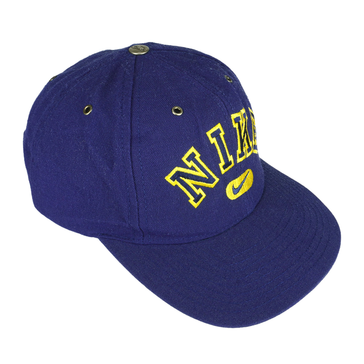 Nike - Blue Spell-Out Snap Back Hat 1990s OSFA Vintage Retro