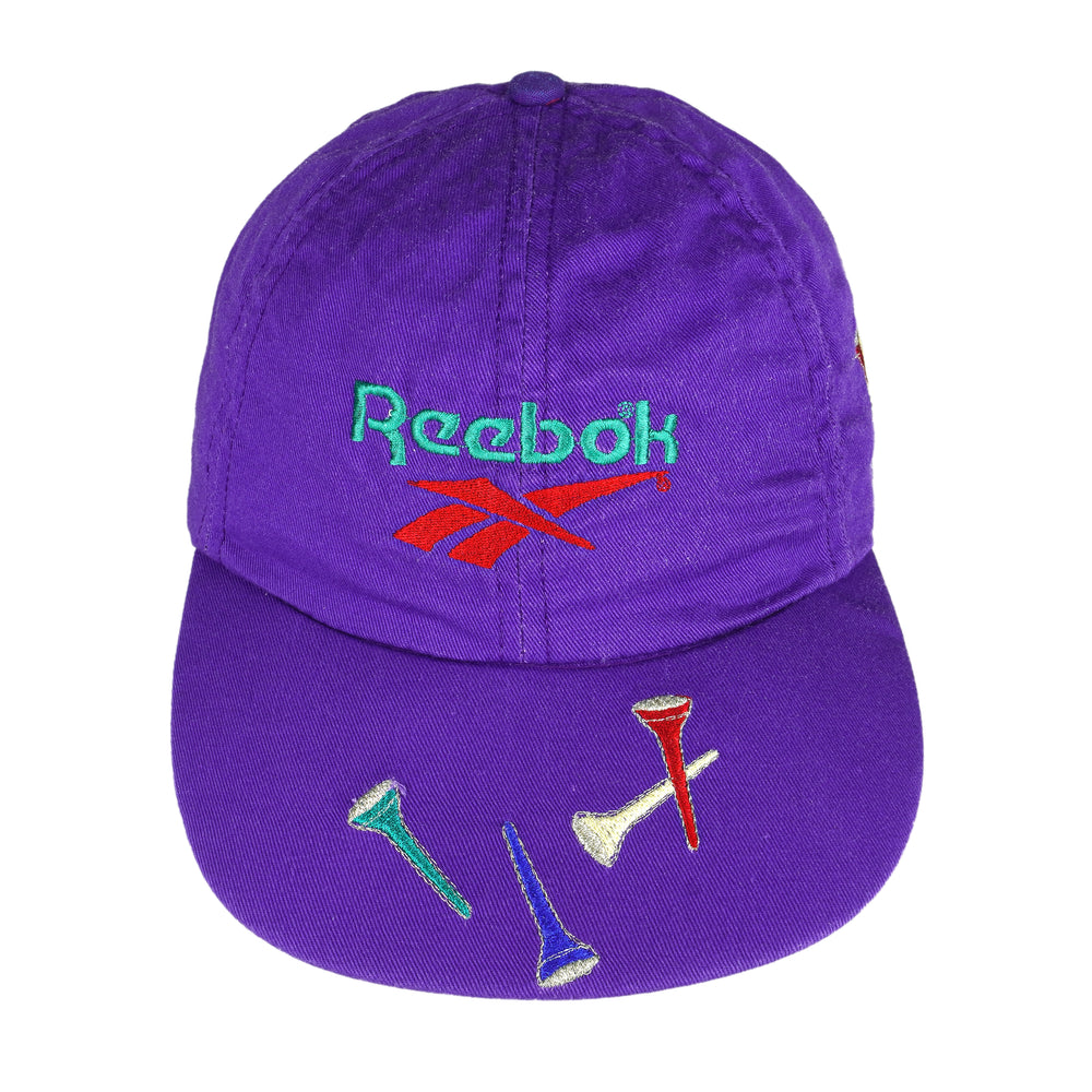 Reebok - Purple Spell-Out Fitted Hat 1990s Vintage Retro