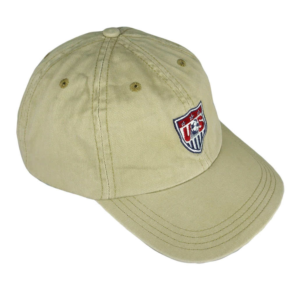 Nike - Beige USA Big Logo Snap Back Hat 1990s OSFA Vintage Retro