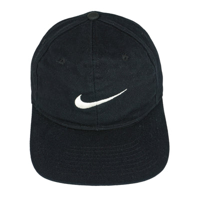 Nike - Black Big Logo Snap Back Adjustable Hat 1990s OSFA
