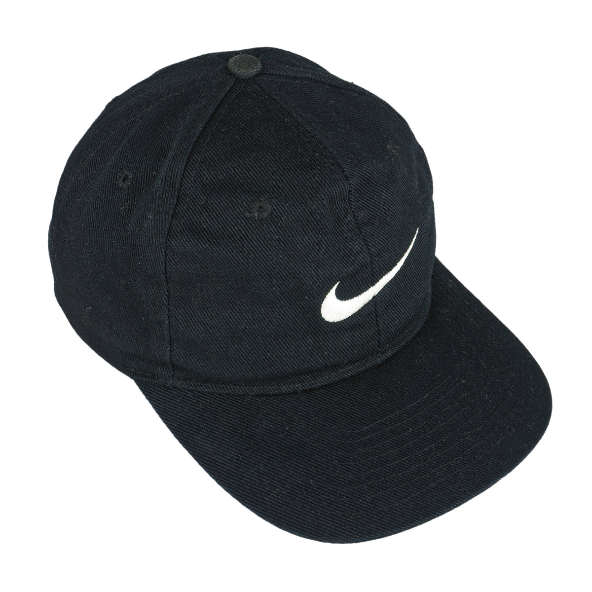 Nike - Black Big Logo Snap Back Hat 1990s OSFA Vintage Retro