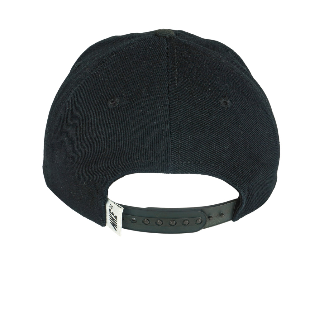 Nike - Black Big Logo Snap Back Hat 1990s OSFA Vintage Retro