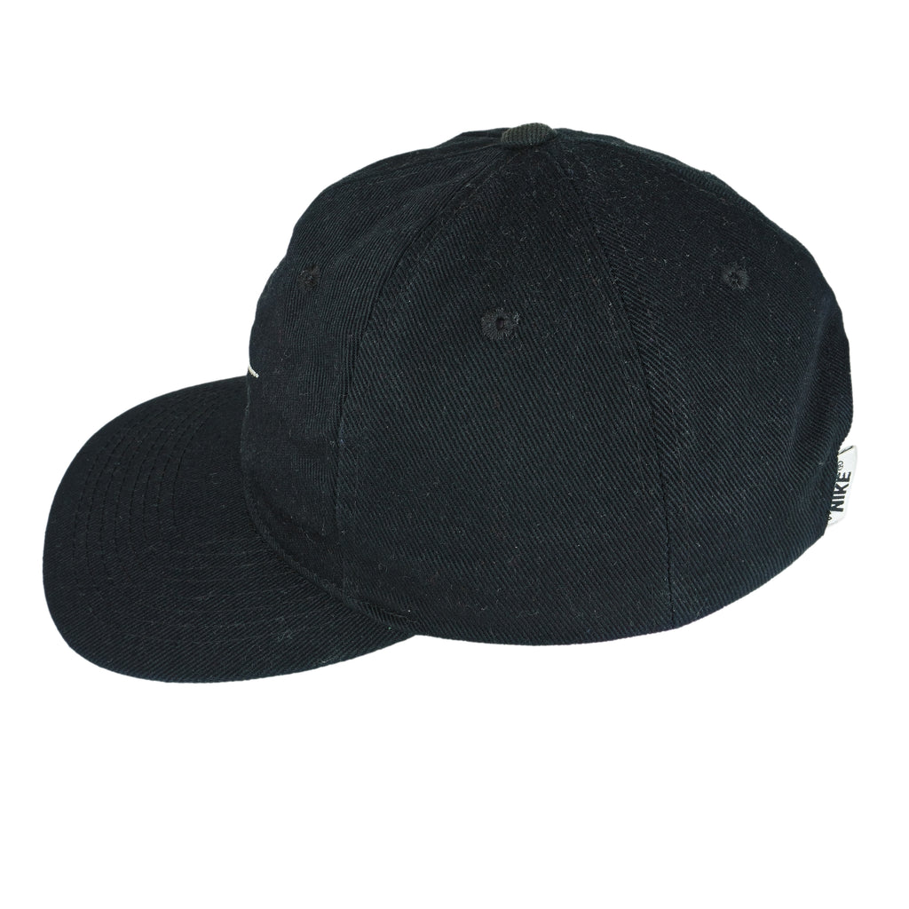 Nike - Black Big Logo Snap Back Hat 1990s OSFA Vintage Retro