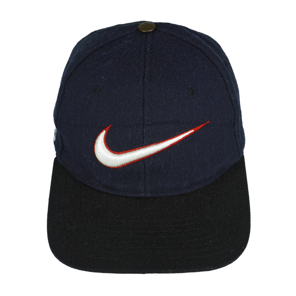 Nike - Blue Big Logo Snap Back Hat 1990s OSFA Vintage Retro