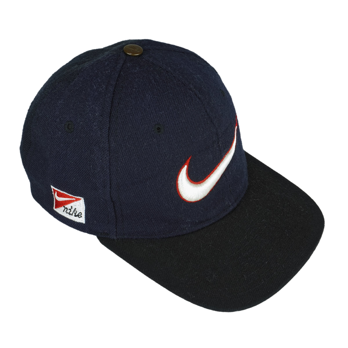 Nike - Blue Big Logo Snap Back Hat 1990s OSFA Vintage Retro