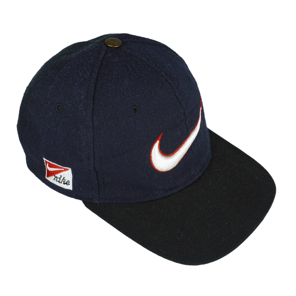 Nike - Blue Big Logo Snap Back Hat 1990s OSFA Vintage Retro