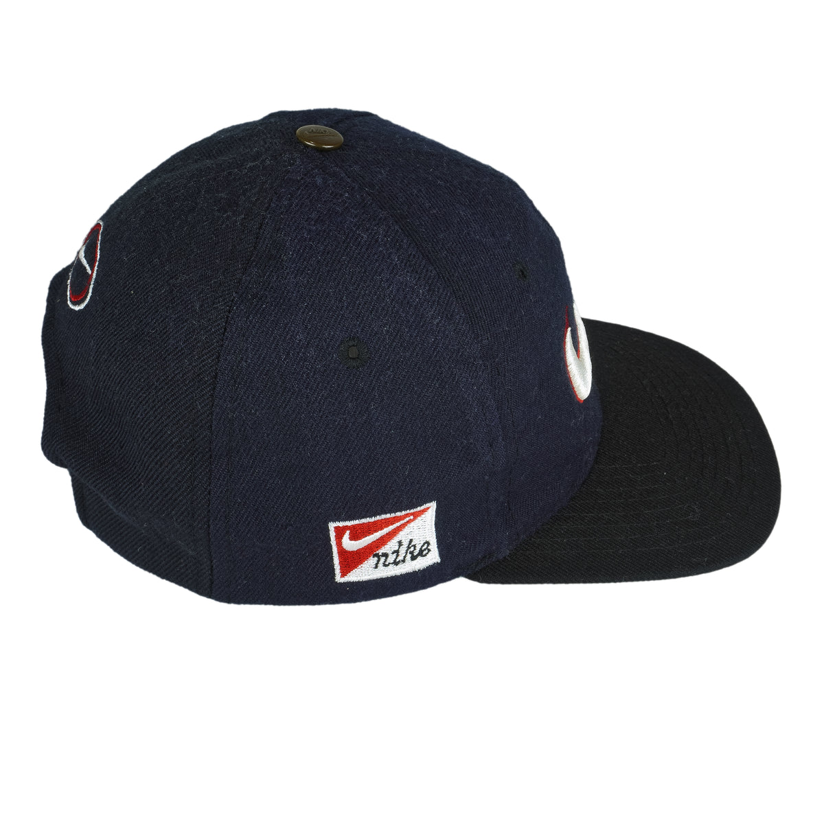 Nike - Blue Big Logo Snap Back Hat 1990s OSFA Vintage Retro