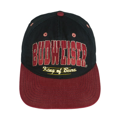 Budweiser - Black & Red Spell-Out Snapback Hat 1990s OSFA