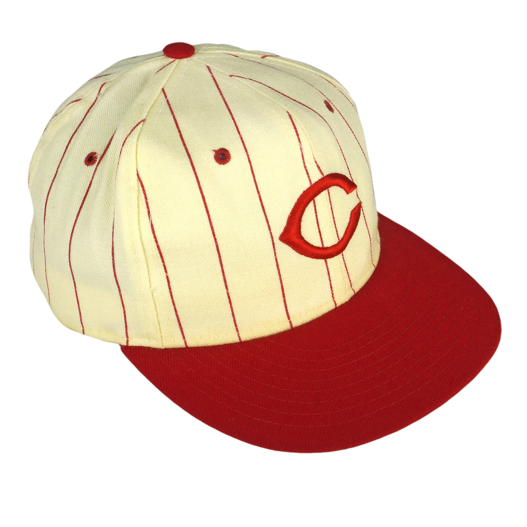 MLB (New Era) - Cream Cincinnati Reds Fitted Hat 1990s 7 1/2 Vintage Retro Baseball