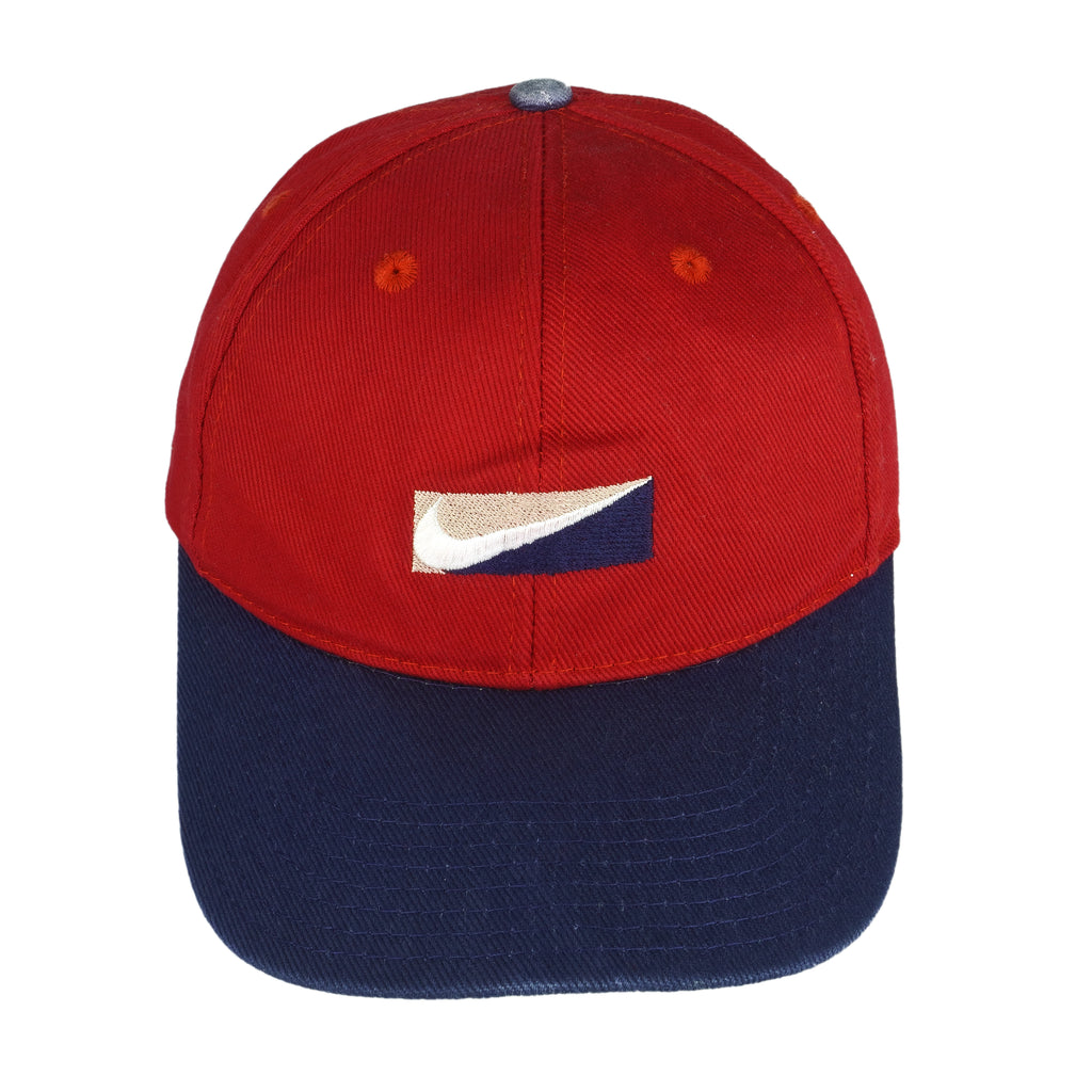 Nike - Red & Blue Snap Back Hat 1990s OSFA Vintage Retro