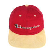 Champion - Red Spell-Out Strap Back Hat 1990s OSFA Vintage Retro