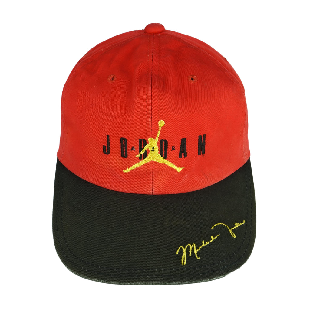 Nike - Red Air Jordan Strap Back Hat 1990s OSFA Vintage Retro Basketball