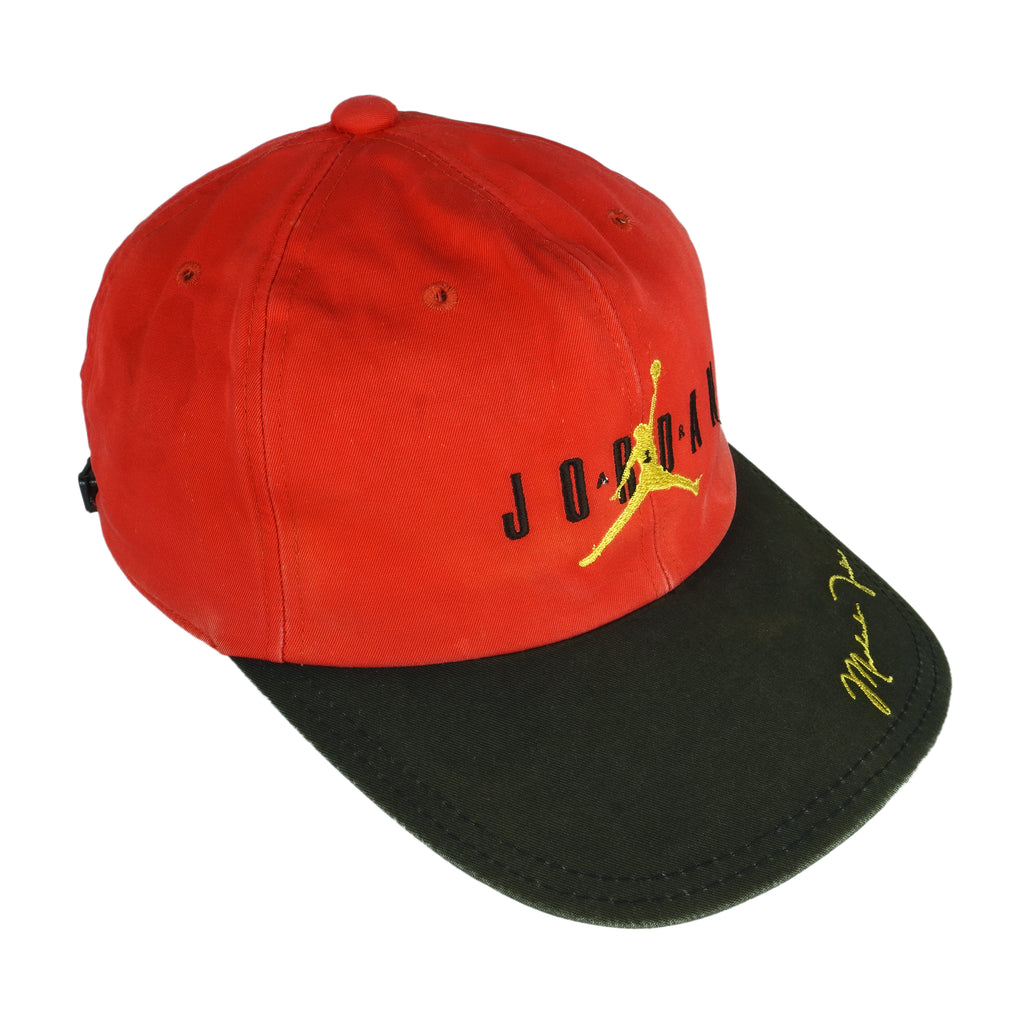 Nike - Red Air Jordan Strap Back Hat 1990s OSFA Vintage Retro Basketball