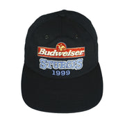 Budweiser - Black Spell-Out Snap Back Hat 1999 OSFA Vintage Retro
