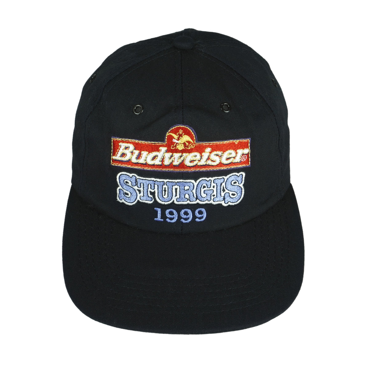 Budweiser - Black Spell-Out Snap Back Hat 1999 OSFA Vintage Retro