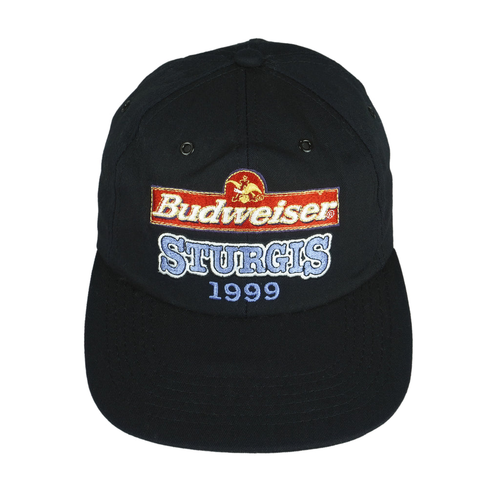 Budweiser - Black Spell-Out Snap Back Hat 1999 OSFA Vintage Retro
