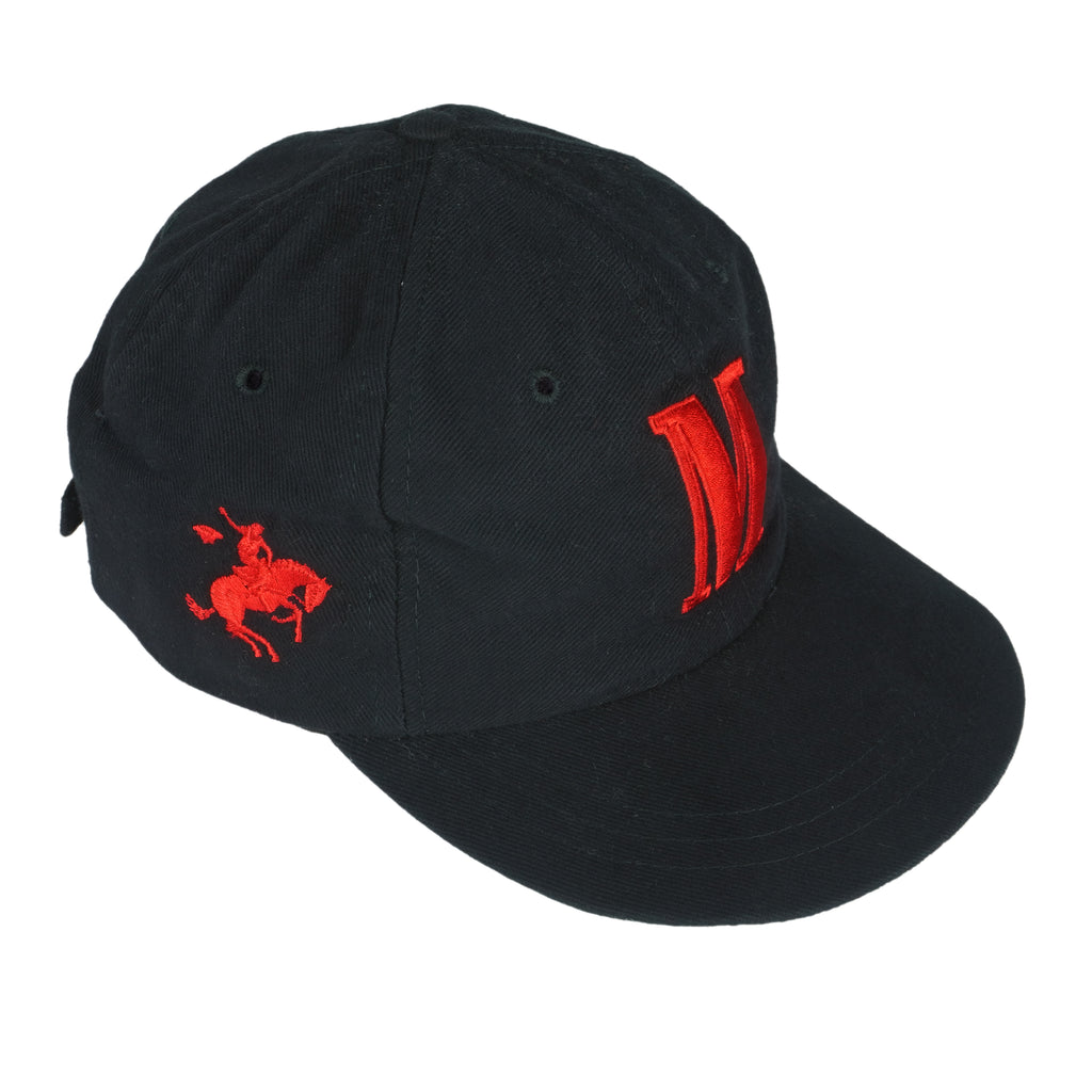 Marlboro (Vanguard) - Black Big Logo Strap Back Hat OSFA Vintage Retro