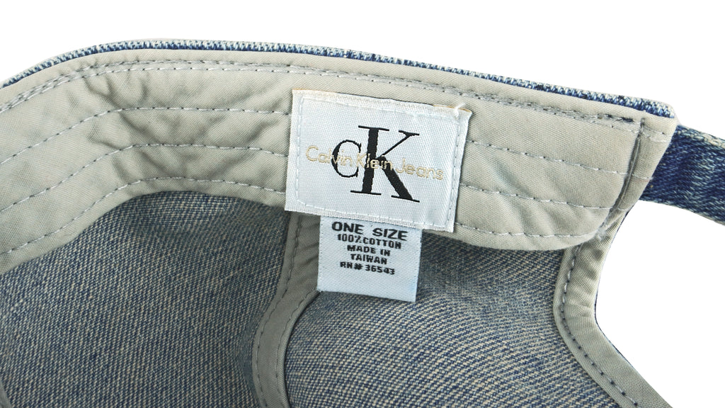 Calvin Klein - Blue Denim Spell-Out Strap Back Hat Vintage Retro