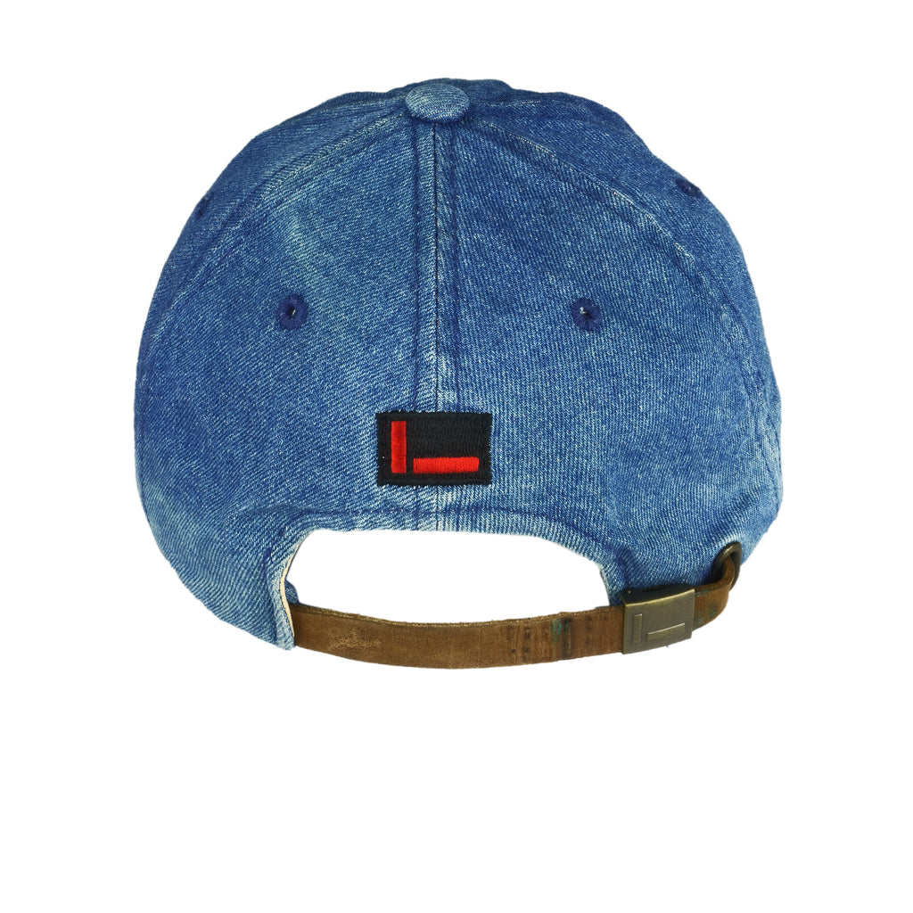 Fubu - Blue Spell-Out Big Logo Strap Back Hat 1990s OSFA Vintage Retro