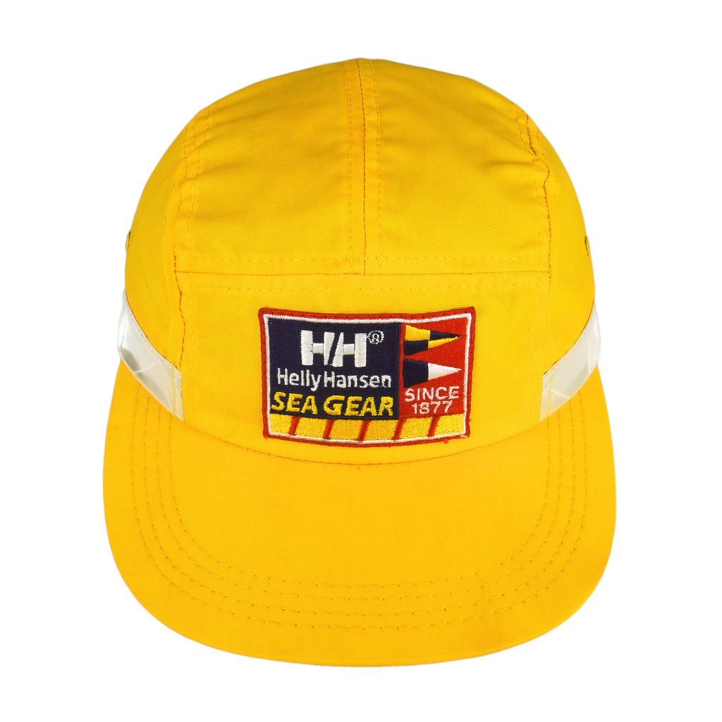 Helly Hansen - Yellow Spell-Out Strap Back Hat 1990s OSFA Vintage Retro