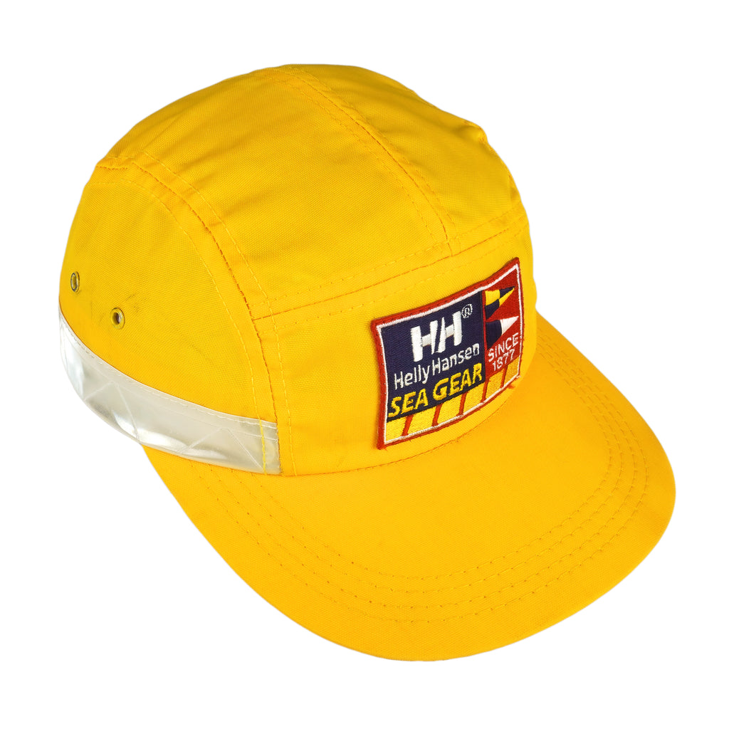 Helly Hansen - Yellow Spell-Out Strap Back Hat 1990s OSFA Vintage Retro
