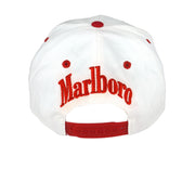 Marlboro (Habitat Industries) - White Embroidered Big Logo Snap Back Hat 1990s OSFA Vintage Retro