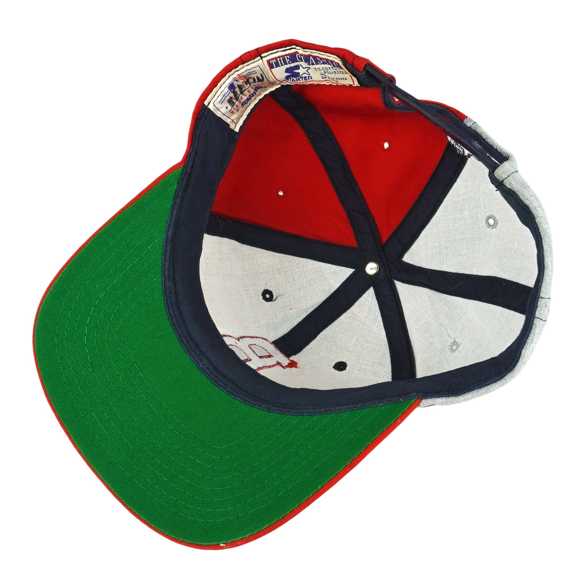 Starter - Atlanta Braves Spell-Out Snap Back Hat 1990s OSFA Vintage Retro Baseball