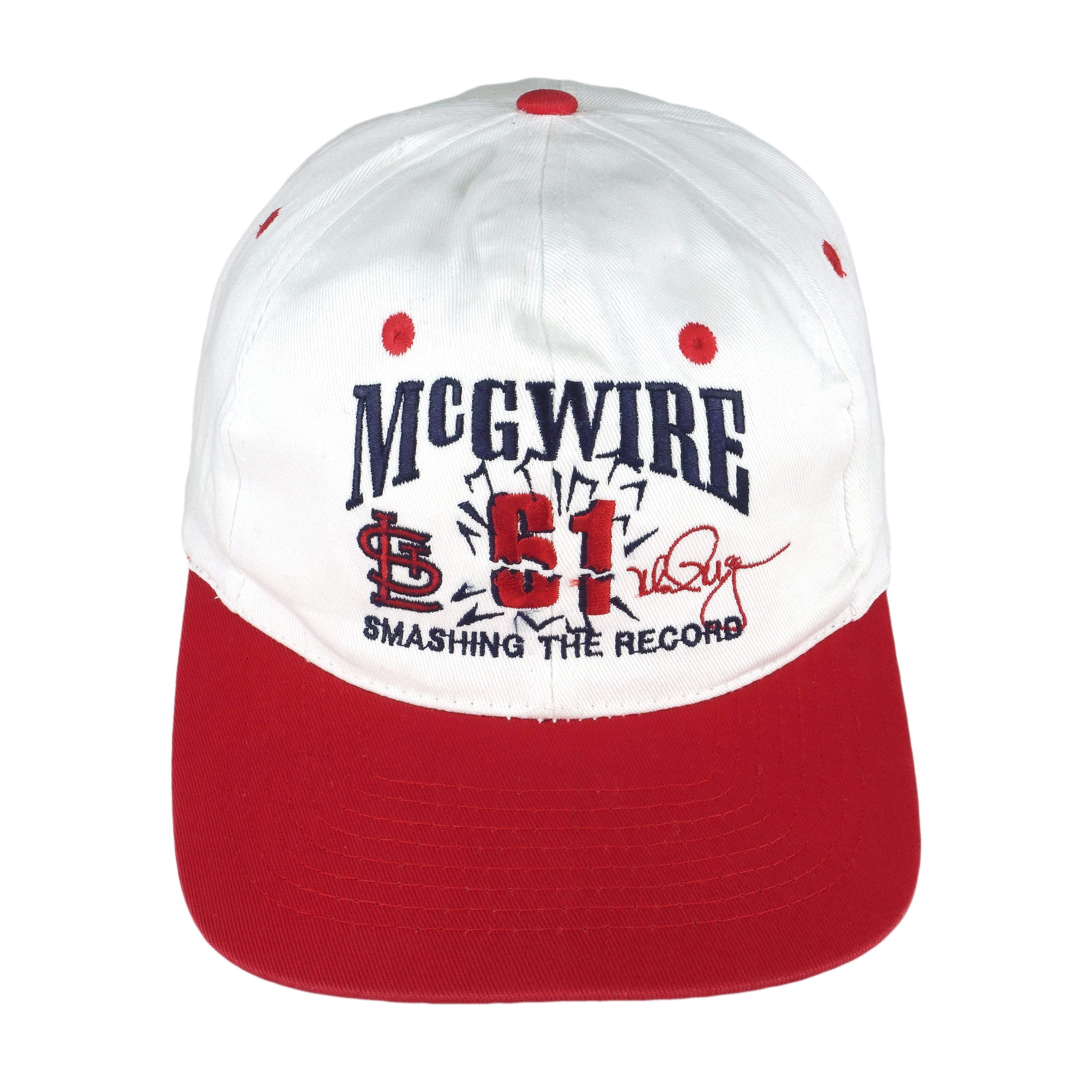MLB - Cardinals - McGwire Smashing The Record Snap Back Hat 1990s OSFA Vintage Retro Baseball