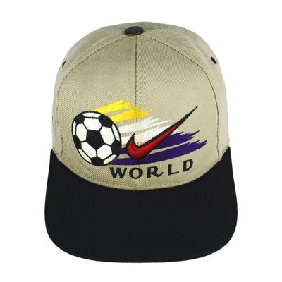 Nike - Brown Air Sports - World Cup Snapback Hat 1990s OSFA