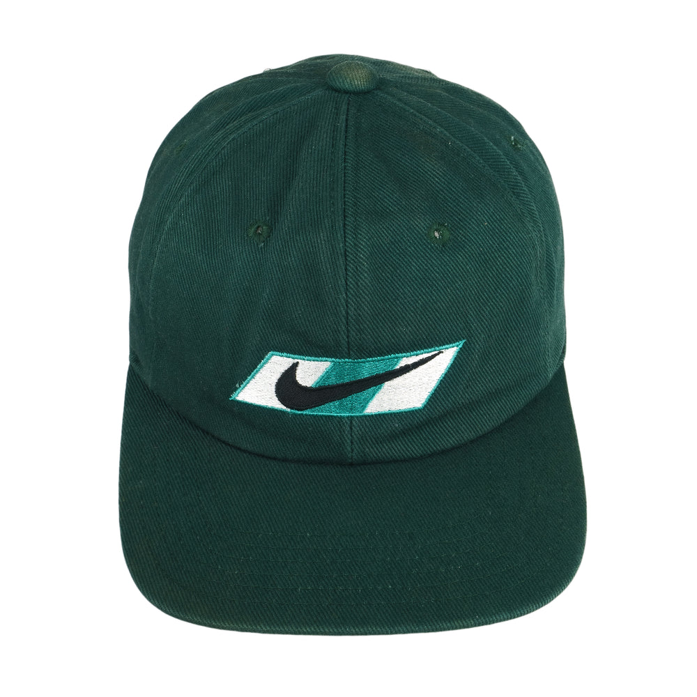 Nike - Green Just Do It Spell-Out Snap Back Hat 1990s OSFA Vintage Retro