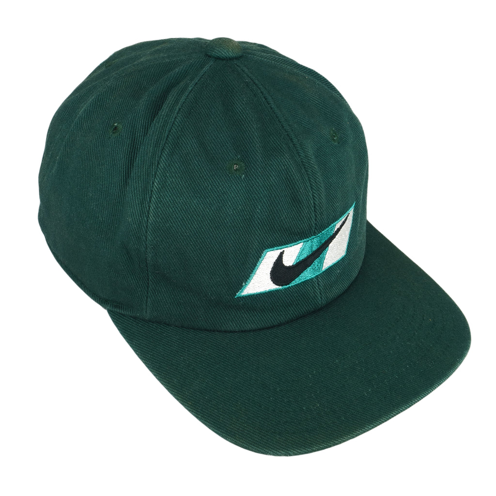 Nike - Green Just Do It Spell-Out Snap Back Hat 1990s OSFA Vintage Retro